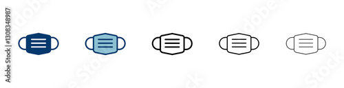 Mask icon vector isolated on white background. Man face with mask icon. Safety breathing masks. Industrial safety N95 mask. Medical mask vector icon.