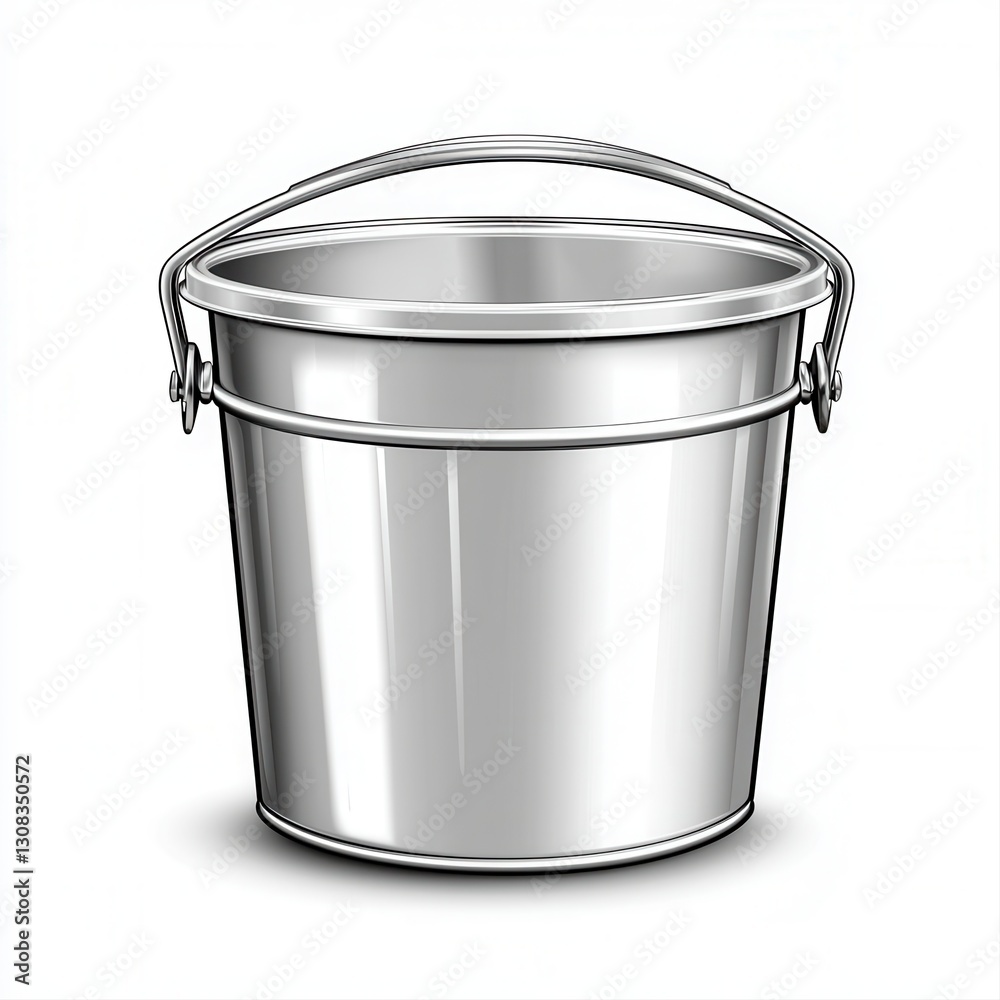 A classic bucket with a sturdy handle sitting on a tabletop showcasing its practical design and versatile functionality A classic bucket with a sturdy handle sitting on a tabletop showcasing its practical design and versatile functionality