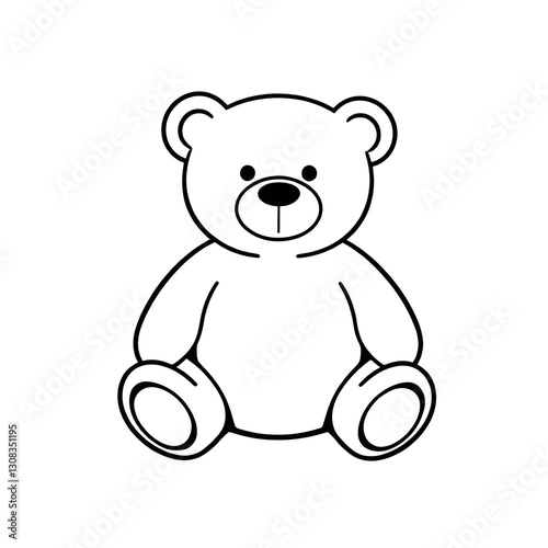 Teddy bear cartoon illustration icon, black silhouette vector
