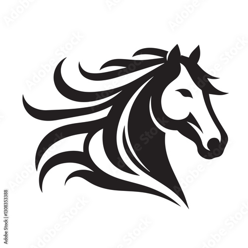 Wallpaper Mural Horse head silhouette vector on white background Torontodigital.ca