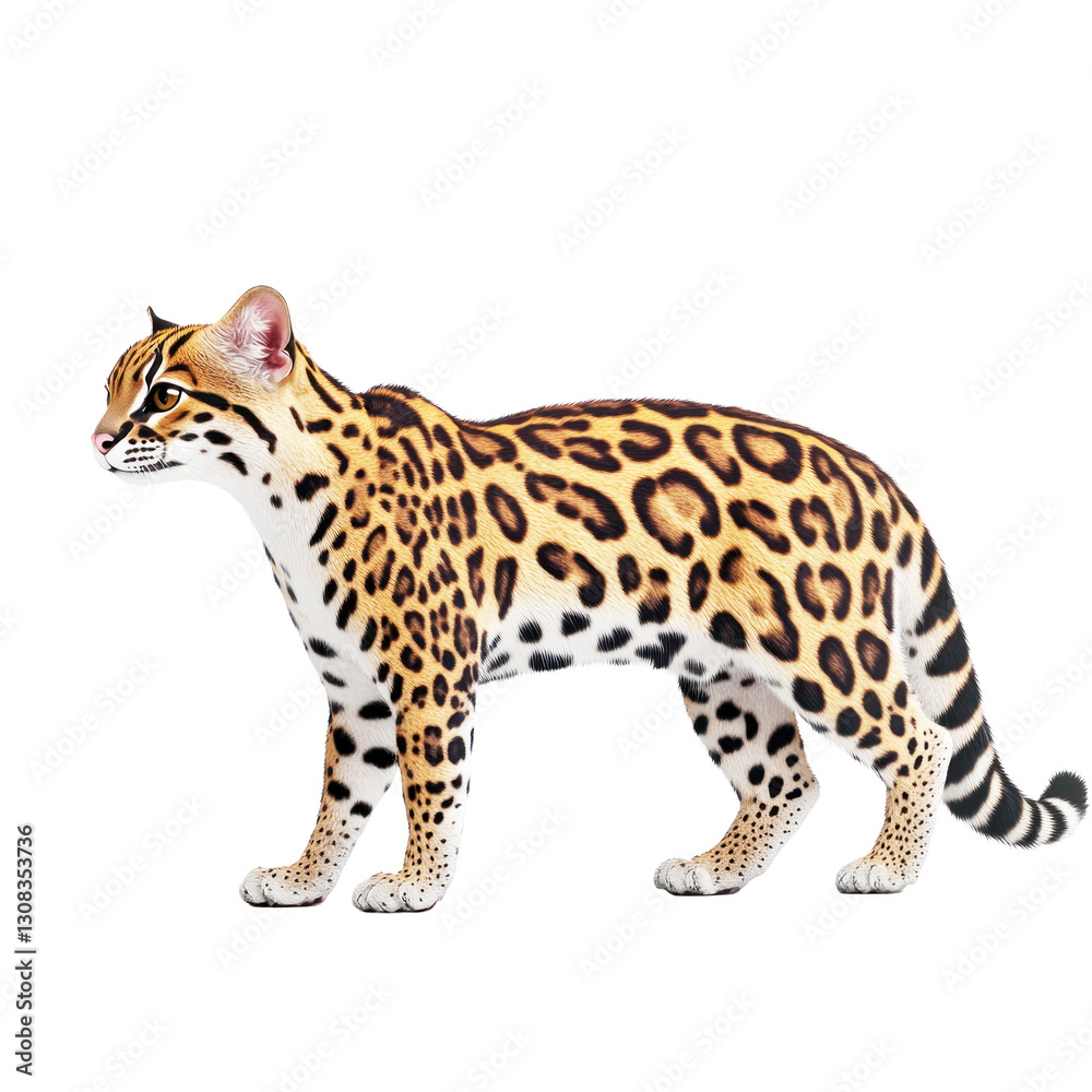 Ocelot isolated on white or transparent background Ocelot isolated on white or transparent background