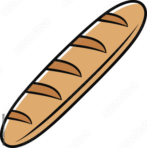 Stylized Baguette Vector, Tan and Black, High-Quality Food Design for Culinary Illustrations