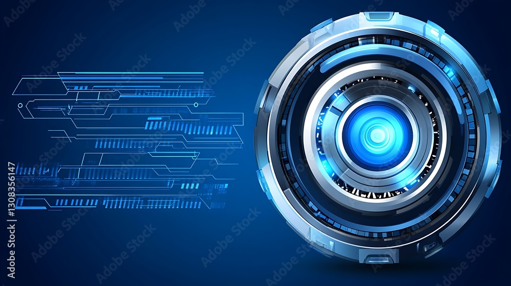 Futuristic technology interface with circuit pattern and glowing core Futuristic technology interface with circuit pattern and glowing core