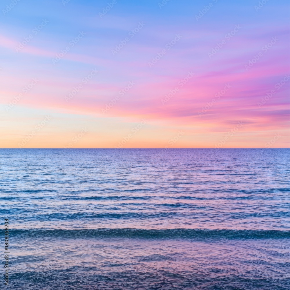 Naklejka premium Breathtaking sunset over the calm ocean with vibrant colors painting the sky and reflecting on the water surface