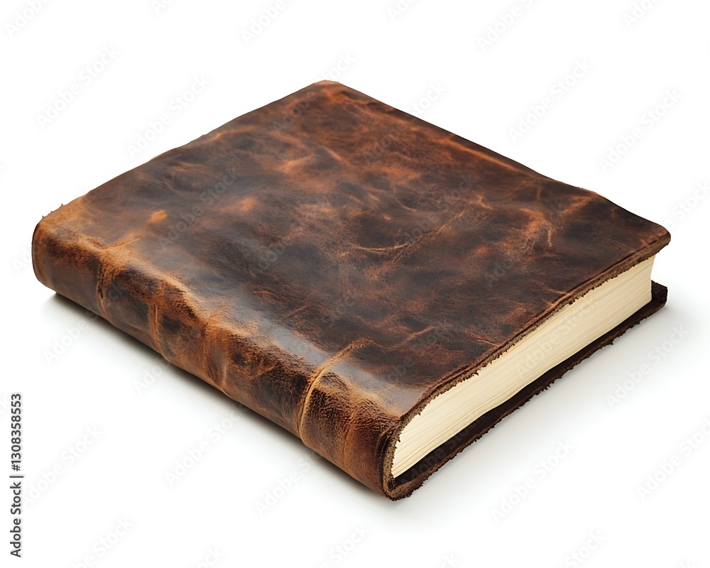 Leather-bound journal on white background Leather-bound journal on white background