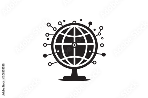 Global Network Icon – Vector Illustration of Worldwide Internet and Connectivity Concept