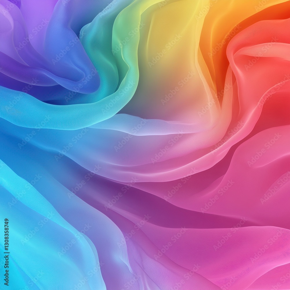 Obraz premium A vibrant close-up of a colorful background featuring a fluid, wavy design that seamlessly blends hues of blue, pink, and yellow, creating a dynamic and eye-catching visual effect.