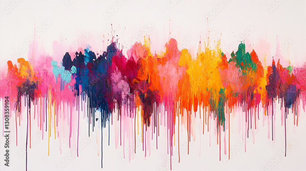 Fototapeta premium splash of paint on a canvas with random color drips creating a modern and lively art style