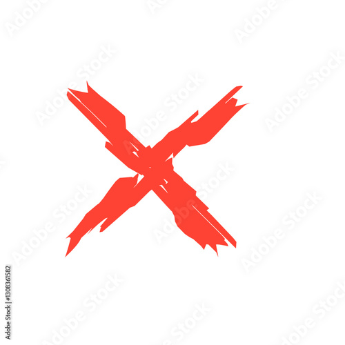 Hand Drawn Red Line Cross 