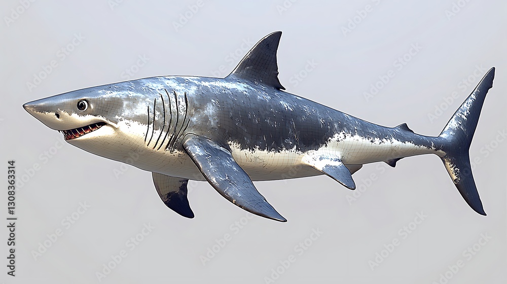 Fototapeta premium Great white shark 3D model render