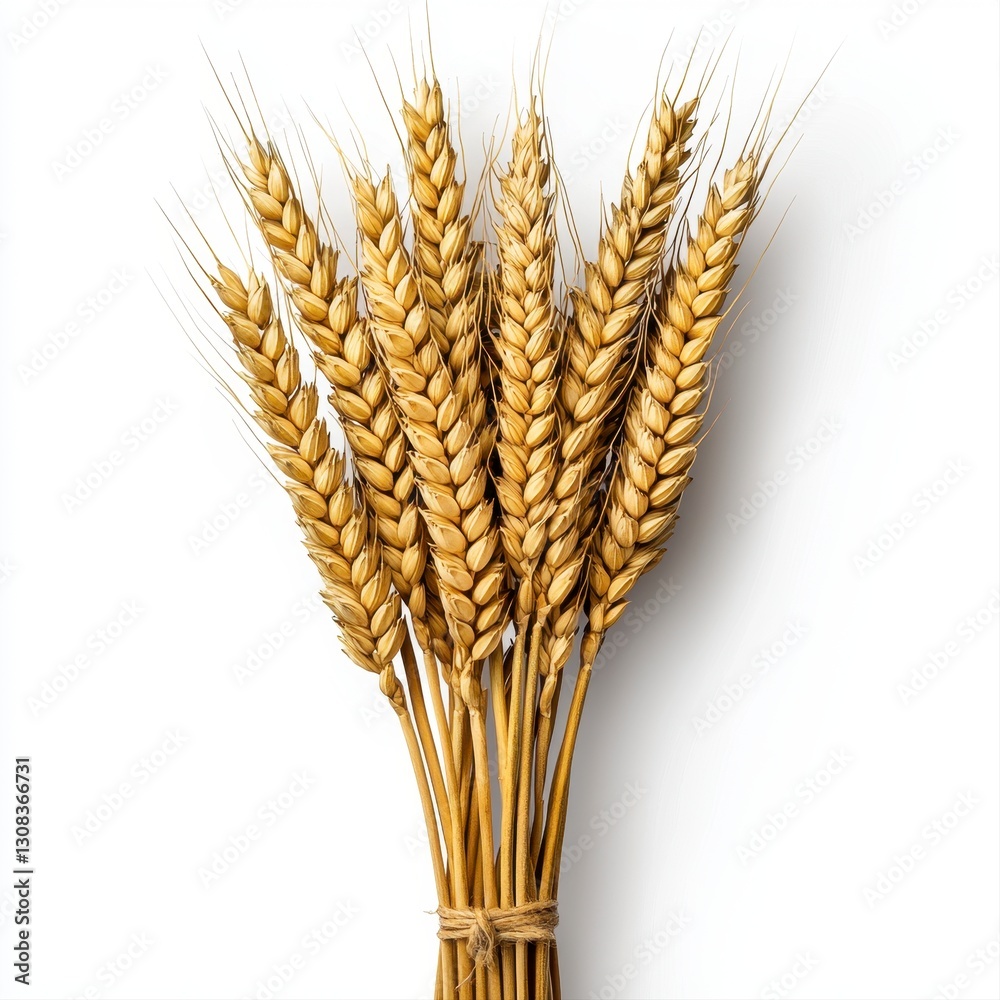 Fototapeta premium A beautifully arranged bunch of golden wheat ears displaying rich color and texture captured in natural light
