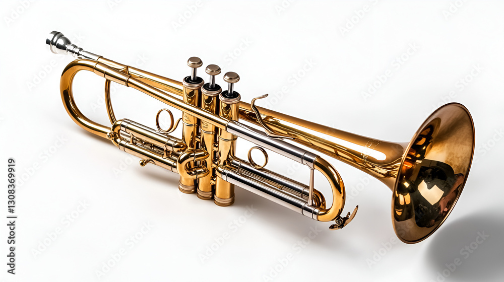 Obraz premium Trumpeter,white background,golden