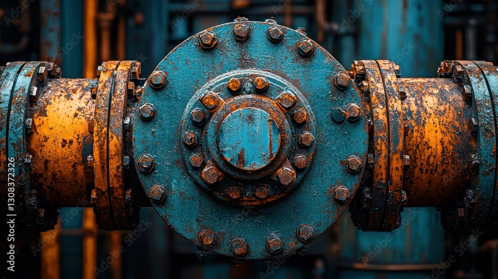 Rusty pipes with bolts connect in an industrial site. Metal background detail Rusty pipes with bolts connect in an industrial site. Metal background detail