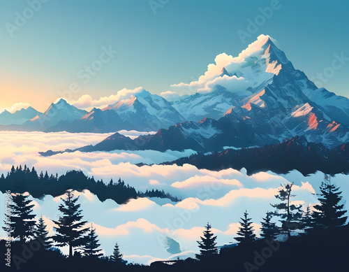 Obraz na płótnie Mountain Landscape with Clouds