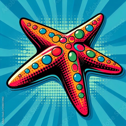 Pop Art Starfish A colorful and playful depiction of a starfish