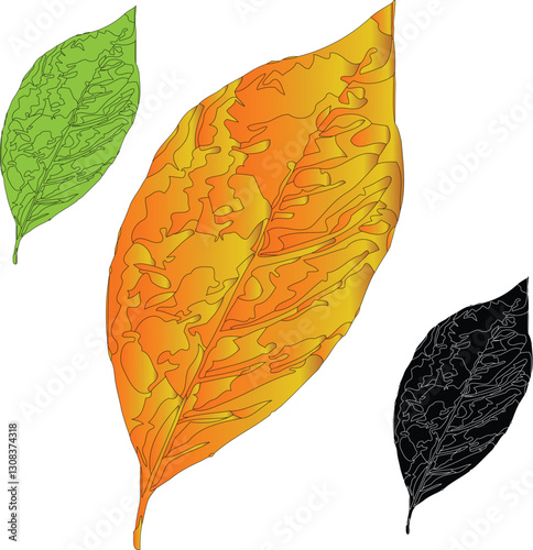 a nice leaf green red black