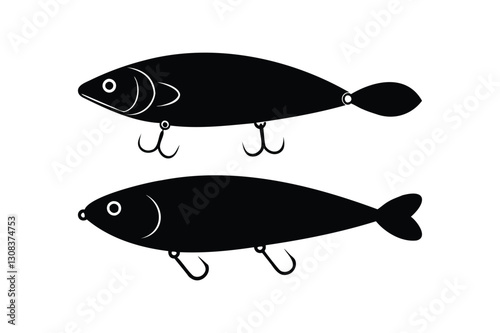 Fishing lure vector silhouette on white background