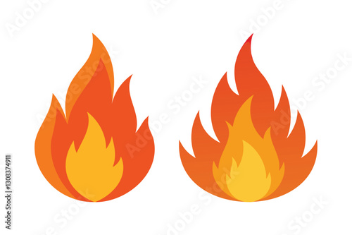 Flaming fire icon vector illustration on white background