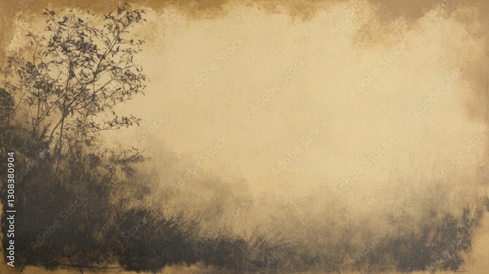 Fototapeta premium Serene Landscape with Faded Texture and Subtle Nature Elements