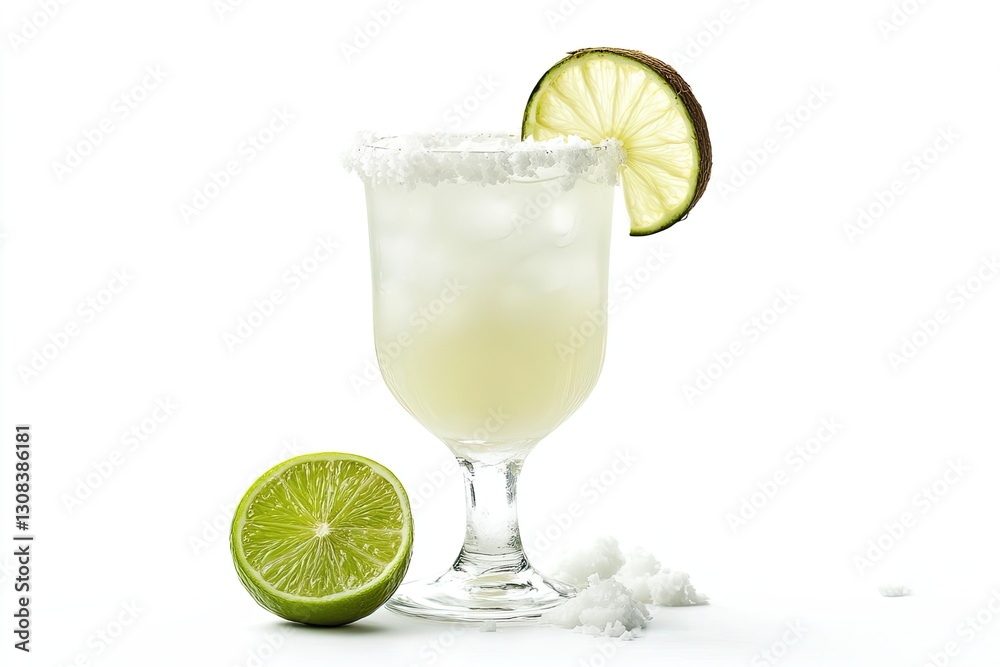 Toasting with Coconut Water Glass isolated on white Toasting with Coconut Water Glass isolated on white