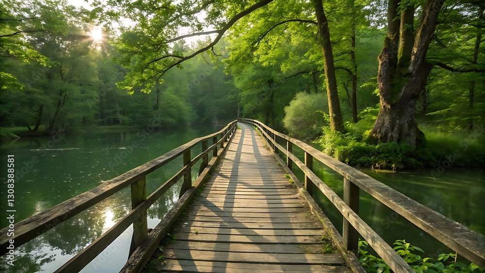 Fototapeta premium wooden bridge in the woods