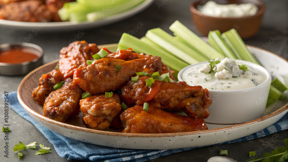 fried chicken wings with sauce