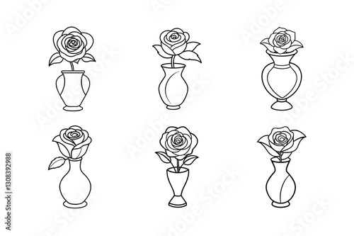 black and white rose Vector Outline