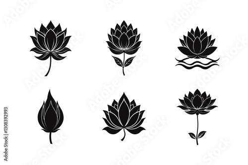 set of leaves Vector Silhouette illustration