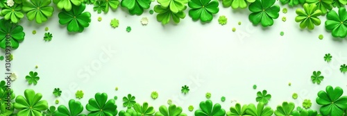 Green shamrock sprinkles border, festive candy confetti , delicious, irish