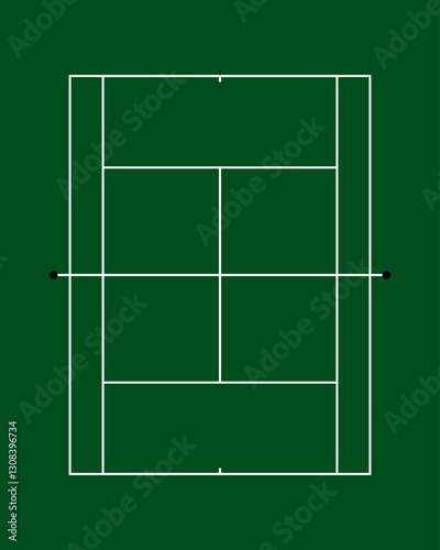 Dark green tennis court vector illustration top view
