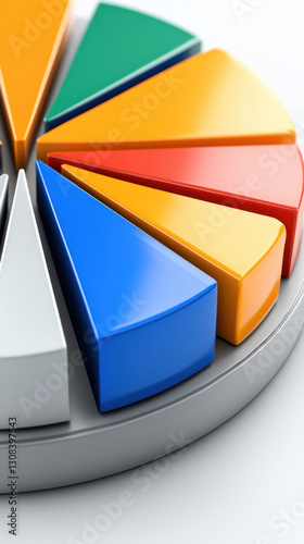 Investment portfolio pie chart displaying asset allocation in realistic photography for financial analysis and planning