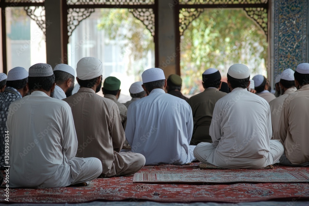 A group of worshippers gathers to discuss Islamic teachings during their time in Itikaf. They exchange wisdom and reflect on the lessons of Ramadan A group of worshippers gathers to discuss Islamic teachings during their time in Itikaf. They exchange wisdom and reflect on the lessons of Ramadan