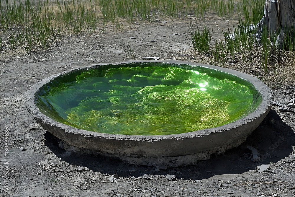 Green Pool in Concrete Bowl, Desert Green Pool in Concrete Bowl, Desert