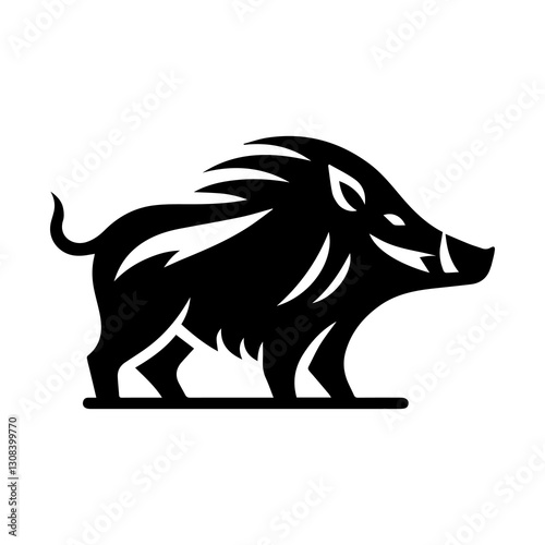 Simple Flat Wild Boar Vector Illustration & Logo Design