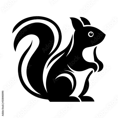 Simple Flat Squirrel Vector Illustration & Logo Design