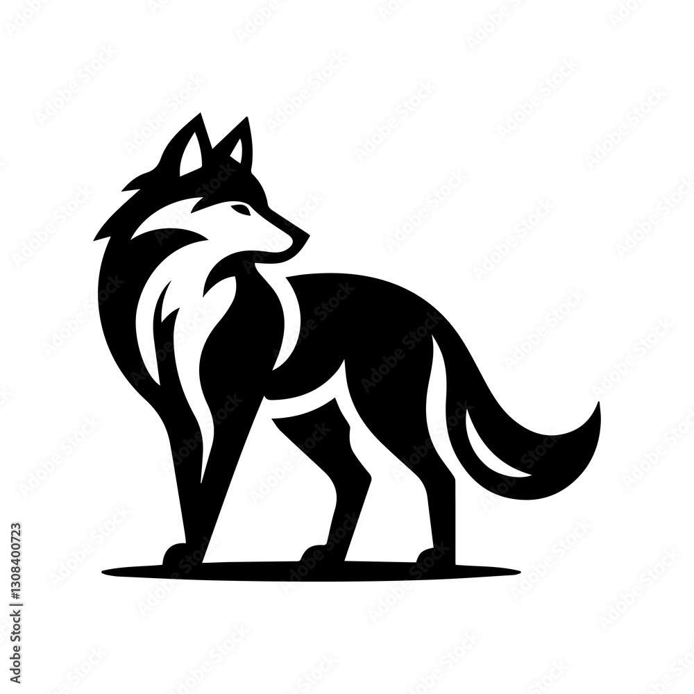 Fototapeta premium Simple Flat Wolf Vector Illustration & Logo Design