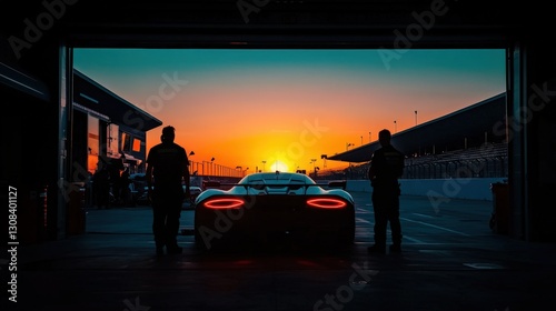 Obraz na płótnie Racing Car Sunrise Garage w salonie