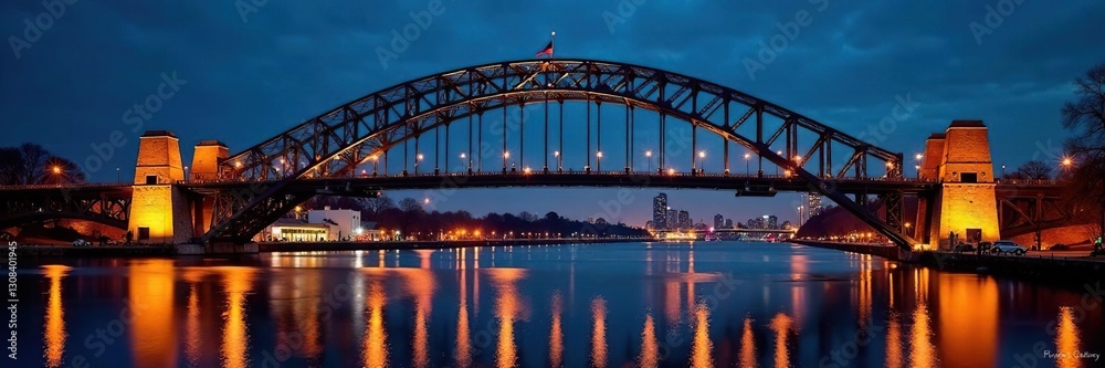 Longfellow Bridge arch, city lights twinkling, evening, city lights, long exposure Longfellow Bridge arch, city lights twinkling, evening, city lights, long exposure