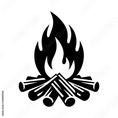 Simple Flat Campfire Vector Illustration & Logo Design