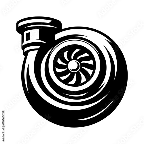 Simple Flat Turbocharger Vector Illustration & Logo Design