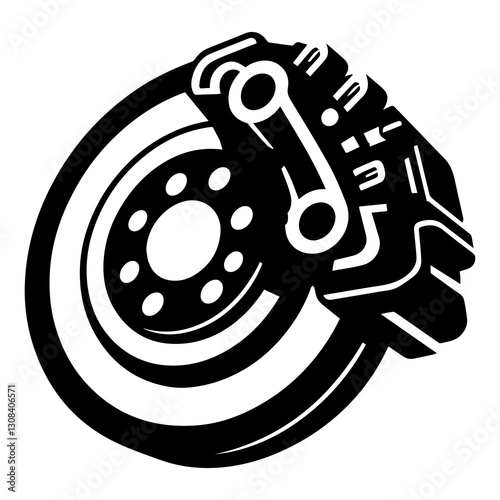 Simple Flat Disc Brake Vector Illustration & Logo Design