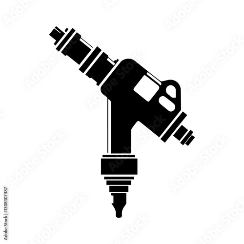 Simple Flat Fuel Injector Vector Illustration & Logo Design