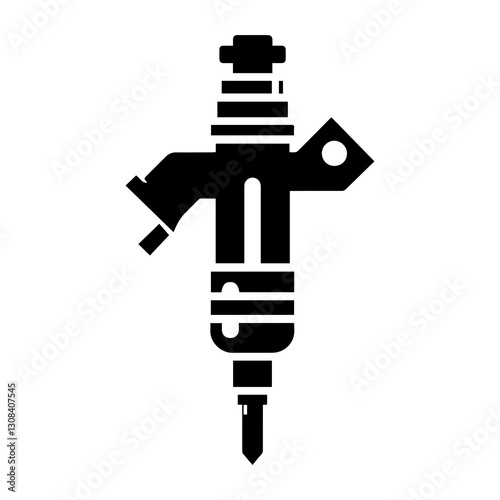 Simple Flat Fuel Injector Vector Illustration & Logo Design