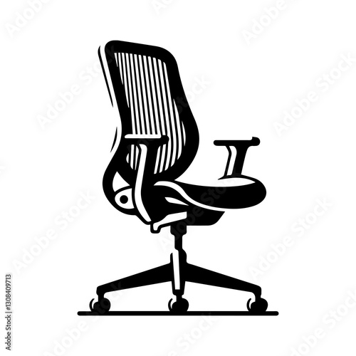 Simple Flat Ergonomic Chair Vector Illustration & Logo Design