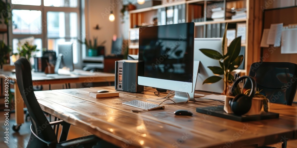 Inspiring Modern Workspace with Wooden Desk