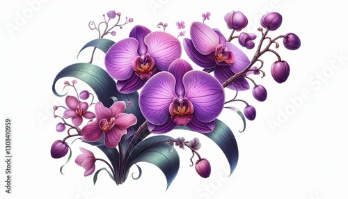 Orchid An elegant purple orchid with intricate petals and a long
