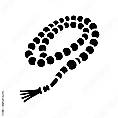 Simple Tasbih Prayer Islamic Vector Icon – Modern Logo & Illustration