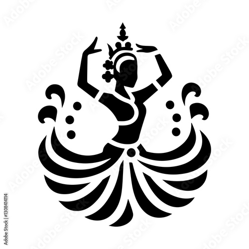 simple Women Dancing Traditional Vector Icon – Vintage Logo & Retro Illustration