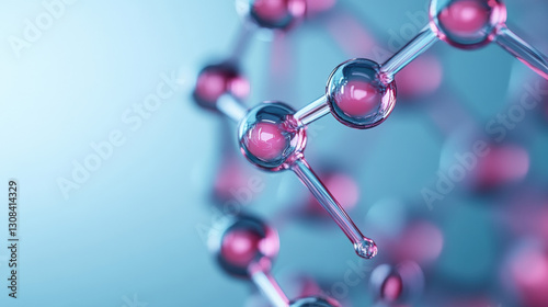 Artistic digital rendering of a molecule composed of vibrant pink spheres representing advanced biotechnology concepts