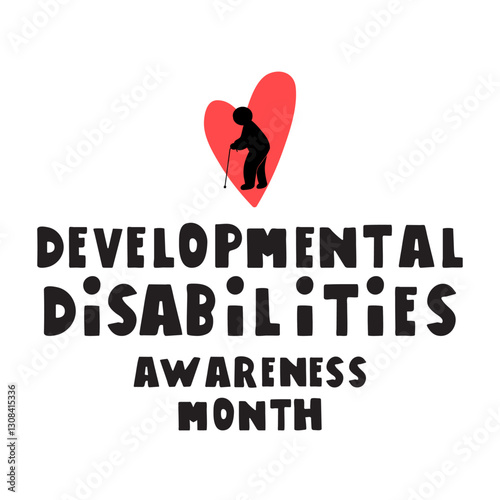 Developmental Disabilities Awareness month. Vector hand drawn design. Flat illustration on white background.